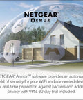 House protected by dome symbolizing NETGEAR Armor, related to Orbi 770 Series Tri Band WiFi 7 Mesh System With Router And Two Satellites
