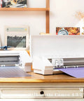 NICAPA StandardGrip cutting mats for Silhouette Cameo, 12x12 inch, two purple mats loaded in two white Cameo machines.