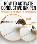 How to activate Conductive Ink Pen For DIY Circuits With Silver Ink, non-toxic, demonstrated on paper and plastic surfaces