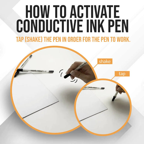 How to activate Conductive Ink Pen For DIY Circuits With Silver Ink, non-toxic, demonstrated on paper and plastic surfaces