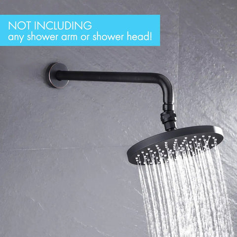 Brass Shower Head Swivel Ball Joint Connector Adapter Adjustable High Flow Shower Arm Attachment Heavy-Duty Pro Grade Brass Body Leak Free 7.8 GPM At 60 PSI Easy Install, black shower arm with mounted round shower head
