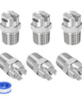 6 Pack Flat Fan Spray Tip 80 Degree 1/4 BSPT Male Pro Grade Stainless Steel Pressure Washer Nozzles Replacement for Water Guns With 1.1mm Orifice And Sealing Tape