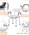 360 Degree Swivel Shower Chair With Arms And Back, Heavy Duty Bath Bench, Adjustable, highlighted features and dimensions