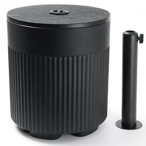 Tough As Nails 90lb Water Filled Patio Umbrella Base With Built In Ice Cooler 3 In 1 Outdoor Table With Umbrella Hole Black