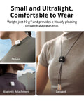Small But Mighty Wireless Lavalier Microphone System for iPhone, Android, and Cameras, Ultralight 10 g on shirt and lanyard
