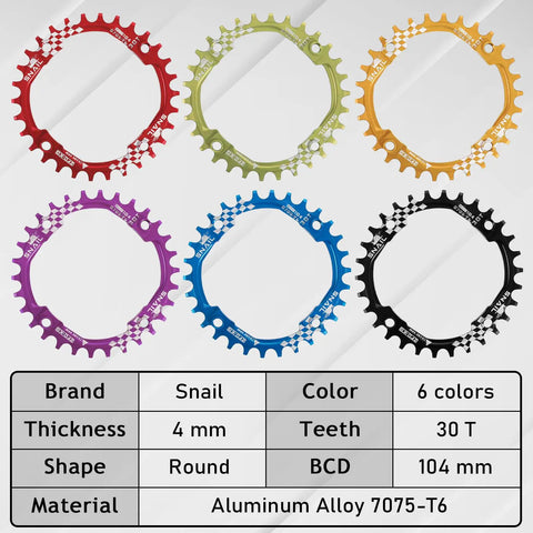 Mountain Bike Crankset 170mm Square Taper 104 BCD 30T Narrow Wide Round Chainring Six Color Options Aluminum Alloy