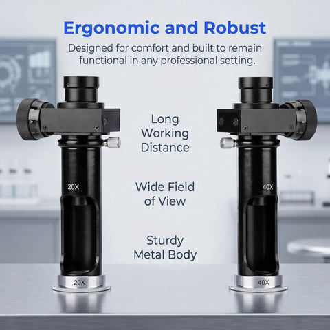 Digital Reading Microscope With 20X And 40X Magnification For Metalworking, Built In Reticle Scale 0.01mm And 0.005mm