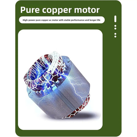 Close-up of pure copper motor showcasing its winding design, part of the Heavy Duty Dual Wheel Bench Polisher With 120 Watt Copper Motor Cranking Out 3000 Rpm Paired With Cloth And Wool Buffing Pads For Ultra Quiet Top Shelf Precision Work And Smooth Finishing.
