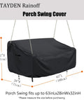 Rugged All Weather Porch Swing Cover Waterproof Outdoor Hanging Swing Protector For 63x28x(32-24)Inch Black Oxford Fabric