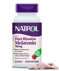Bottle of Melatonin 10 Mg Fast Dissolve Tablets Strawberry Flavor 60 Count Sleep Aid For Adults Travel Friendly Quick Sleep Support