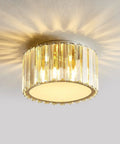 Modern Ceiling Light Fixture Mini Flush Mount Crystal Chandelier For Hallway Bedroom And Bathroom, G9 Socket, Gold Finish