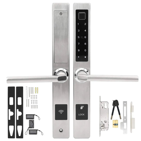 All In One Antitheft Door Lock With Waterproof Build And Fingerprint Password IC Card Mobile App Remote Unlock Key Backup