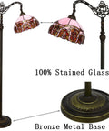 Tiffany Style Floor Lamp With Stained Glass Shade Adjustable Arched Gooseneck 66 Inch Tall Bronze Base Antique Reading Light