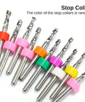 30Pcs PCB Drill Bit Set 0.1mm To 3.0mm, 1 8 Inch Shank Spiral Flute CNC Router Bits with colorful stop collars
