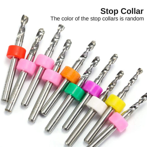 30Pcs PCB Drill Bit Set 0.1mm To 3.0mm, 1 8 Inch Shank Spiral Flute CNC Router Bits with colorful stop collars