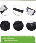 Close-ups of features on the Heavy Duty 8x7 Foot Garage Screen Door With Magnetic Closure, Self Sealing Fiberglass Mesh, Black