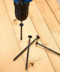 Drilling Heavy Duty 14 By 5 Lag Screws For Exterior Wood Decks And Timber with Torx T30 bit in wooden planks