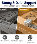 Rock Solid Upholstery Spring Clips Repair Kit For Saggy Couches And Sofas Includes Complete Set Of Carbon Steel Screws With Socket Driver Fast Hassle Free Furniture Revamp before and after repair comparison.