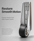 Heavy Duty Vertical Track Roller Wheel With 130lb Load Rating And Anti Sag Support, close-up of roller with steel mount.
