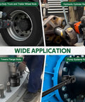 Heavy Duty Beefy 2 3/16 Inch Deep Six Point Impact Socket With One Inch Drive For Semi Truck Axles And Flange Nuts in use on various applications.
