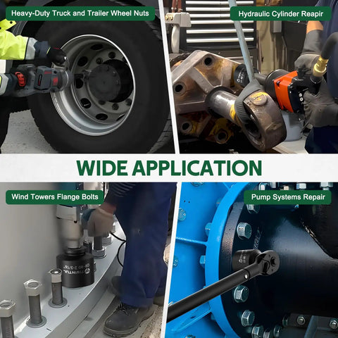 Heavy Duty Beefy 2 3/16 Inch Deep Six Point Impact Socket With One Inch Drive For Semi Truck Axles And Flange Nuts in use on various applications.