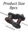 8 Piece Roller Chain Offset Link Set Size 40 Half Link Chain Carbon Steel Crank Link End Split For Industrial Workhorse Tough As Nails Performance In Mechanical Projects And Maintenance, showing measurements in inches.