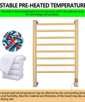 Eight Bar Towel Warmer With Timer For Bathroom And Laundry, Portable Free Standing Heated Rack With Auto Cutoff, gold color