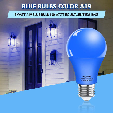 Two Pack Blue LED A19 Bulbs 9W 120V E26 Dimmable Replaces 100W For Christmas Holiday Home Lighting, Party Decor