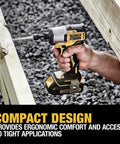 Person using 20V Max Cordless Brushless Impact Driver One Quarter Inch Chuck Tool Only For Pros And DIYers Compact Ergonomic Grip