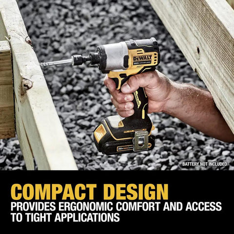 Person using 20V Max Cordless Brushless Impact Driver One Quarter Inch Chuck Tool Only For Pros And DIYers Compact Ergonomic Grip
