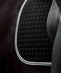 Adepto Quilted Quick-Dry Dressage Saddle Pad For Horses With Two-Tone Trim Black Checkered Pattern Quilting