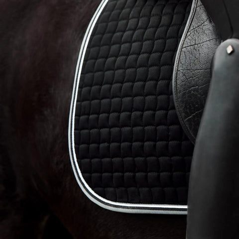 Adepto Quilted Quick-Dry Dressage Saddle Pad For Horses With Two-Tone Trim Black Checkered Pattern Quilting