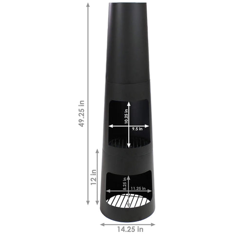 Dimensions of Chiminea Outdoor Fireplace Wood Burning Fire Pit With Poker And Cover Black Metal Patio Heater for Cozy Backyard Vibes