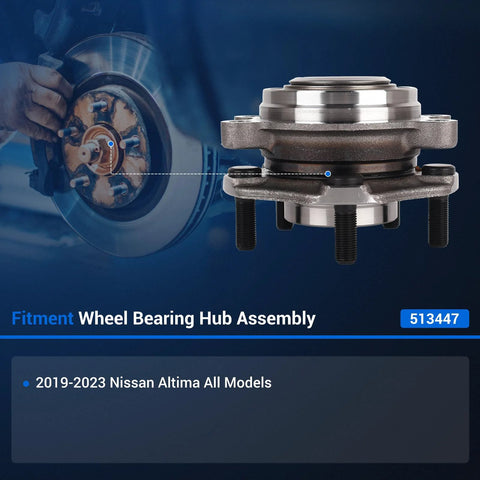 Front Wheel Hub And Bearing Assembly For Nissan Altima 2019 2020 2021 2022 2023 Ready To Roll 5 Lug 4 Hole Flange ABS Compatible