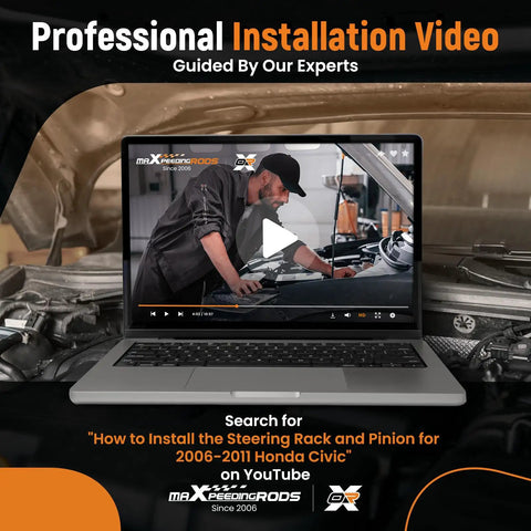 Video guide on laptop for Hydraulic Power Steering Rack And Pinion Kit For Honda Civic 2006 2007 2008 2009 2010 2011 1.8L