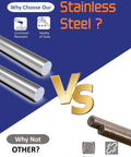 Comparison of Pro Grade 304 Stainless Steel Round Rod Set 3/16 Inch Diameter By 16 Inch Length Six Pieces and other material.