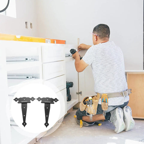 T Shaped Iron Door Hinges 8 Inch Black Painted Built To Last Heavy Duty Gate Hinges Replacement For Home Doors Two Pieces