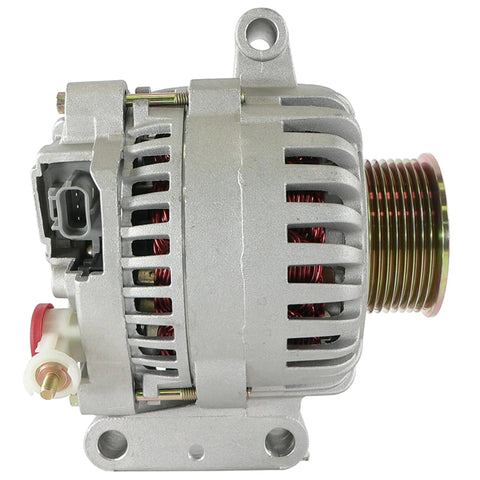 Side view of a 12V 110A Alternator Replacement For Ford E Series E-150 E-250 Excursion And F-250 Super Duty 2003-2008 With Internal Regulator