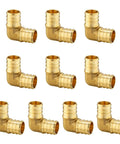 10 Pack 1 Inch PEX Elbow Fittings Brass Barb Crimp for PEX Tubing Lead Free DZR Brass Hot Forged for Strength ASTM F1807 Compatible