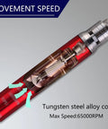 Detailed view of Ready To Roll 58000 Rpm Air Pencil Grinder showing tungsten steel core, max speed 65000 RPM for precision work.