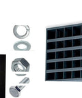 Grade 5 Bolt Nut And Washer Assortment Kit With Bin, 1625 Pieces, shown with rugged storage and individual fasteners