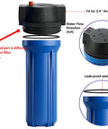 10 Inch Blue Whole House Water Filter Housing With Three Quarter Inch Brass Port Air Relief Valve Slim Two Point Five By Ten