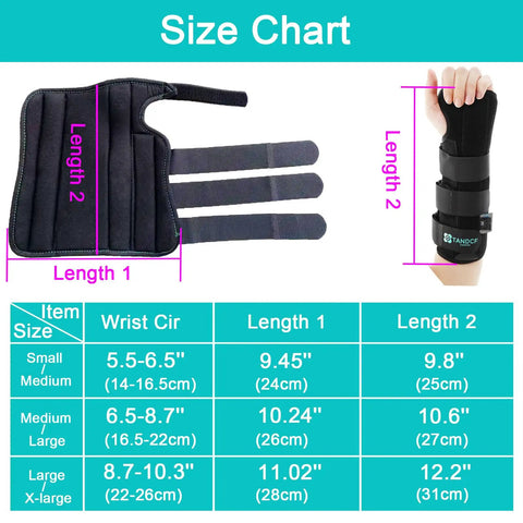 Unisex Forearm And Wrist Support Splint Brace With Double Fixation Size Chart 9.8 Inch Length Neoprene Immobilizer