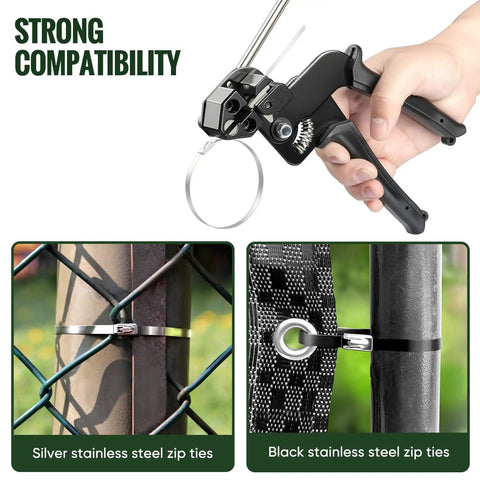 Heavy Duty Zip Tie Gun Kit With Industrial Scissors, Tensioner And Cutter For Electrical Work, Outdoor Fence And Pipe Repairs