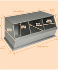 Stackable 3 Bin Storage Cubby For Toys And Crafts, silver wide mouth bins with solid panel construction and ample dimensions.