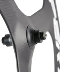 Close-up of Beefy 70mm Full Carbon 3 Spoke Clincher Wheelset For 700C Road Bike T700c 23mm Rim Width Matte 3K Finish EN Certified