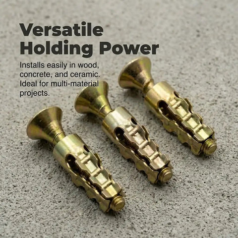 Pro Grade Heavy Duty Door Hinge Repair Kit with 6x14mm short expansion screws on textured surface