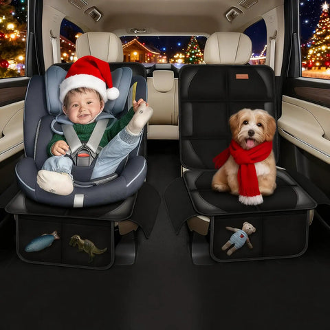 Kid Safe Car Seat Protector Cover With 600D Waterproof Non Slip Cushion Mat Large Size With Built In Storage Pockets Guards Seats