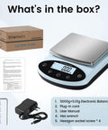 Precision Lab Scale 5000g x 0.01g Digital Balance for Laboratory and Jewelry Weighing, accessories and box displayed