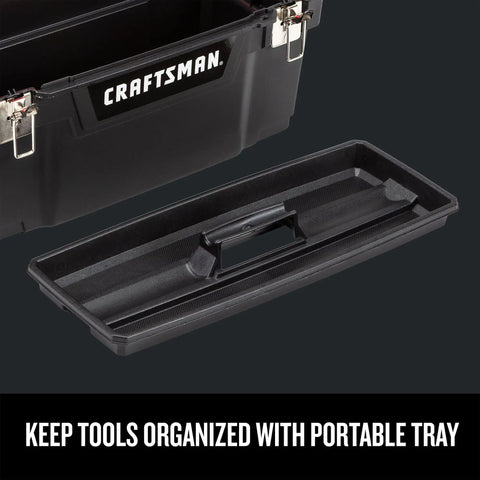 Heavy Duty Steel 20 Inch Lockable Tool Box With Super Slick Removable Tray And Sweet Small Parts Organizer For Secure Hardware Storage On Daily Shop Rig